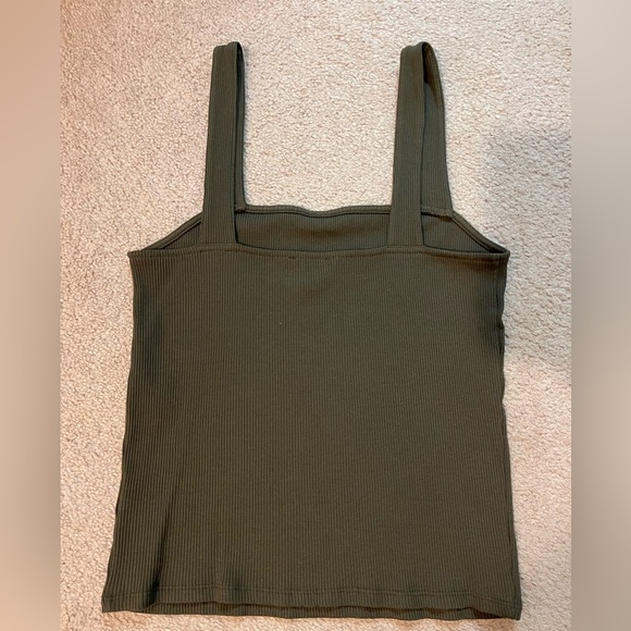 Express Olive Ribbed Crop Top - Picture 4 of 4